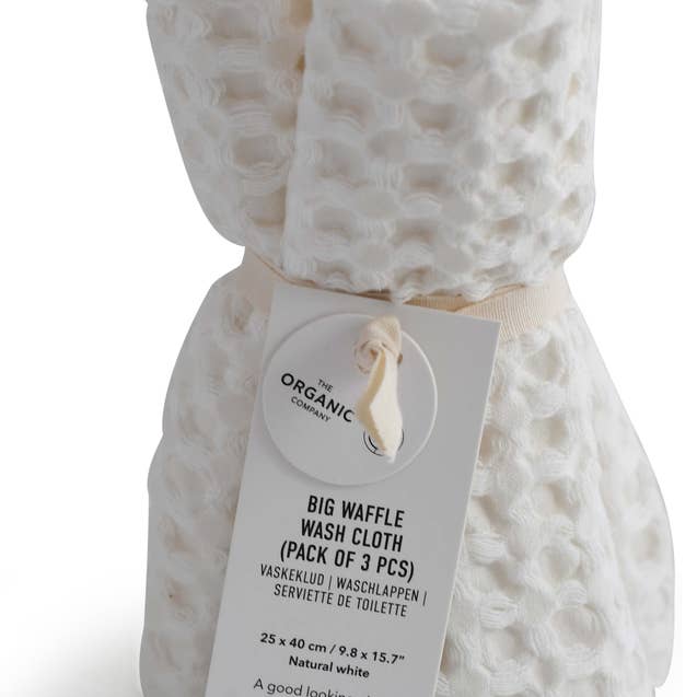Big Waffle Wash Cloth (3 pack)- Natural white for wholesale by The Organic Company