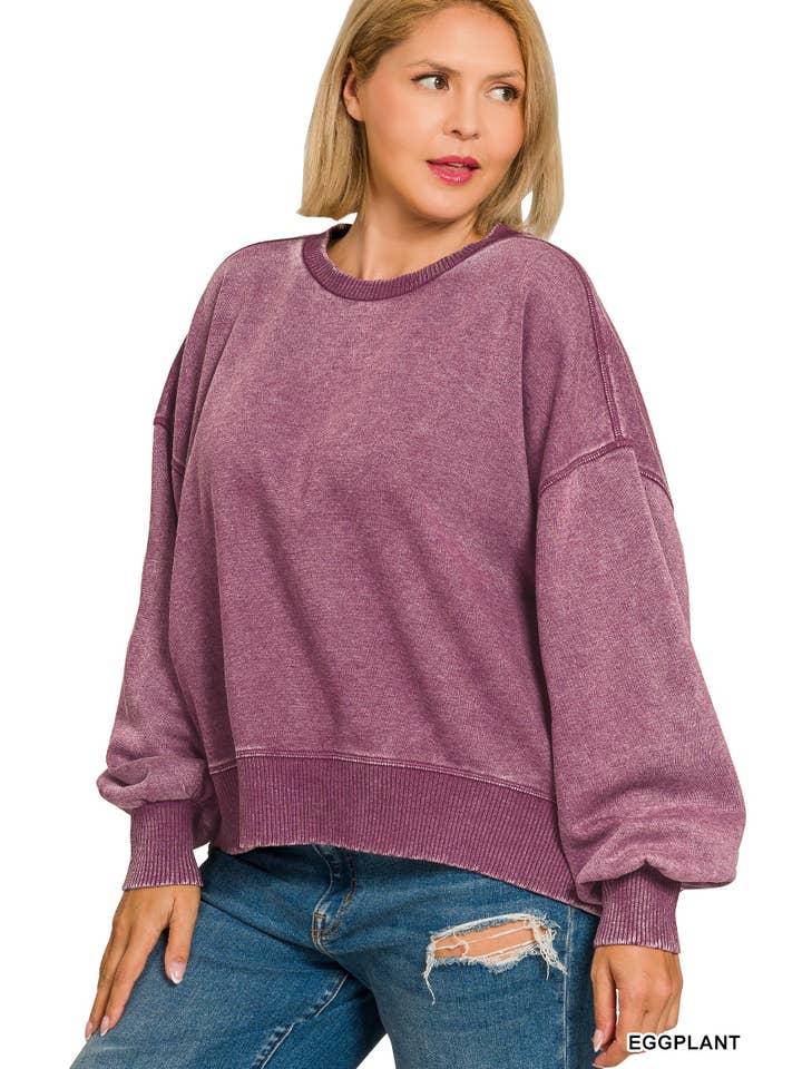 Vanilla Monkey - Vendita all'ingrosso Felpa - Donna - Pullover oversize Plus Acid Wash in pile3