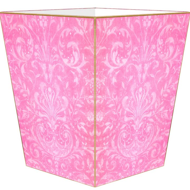 Papelera de Papel Maché Rosa Damasco Hecha a Mano para venta al por mayor de Marye-Kelley