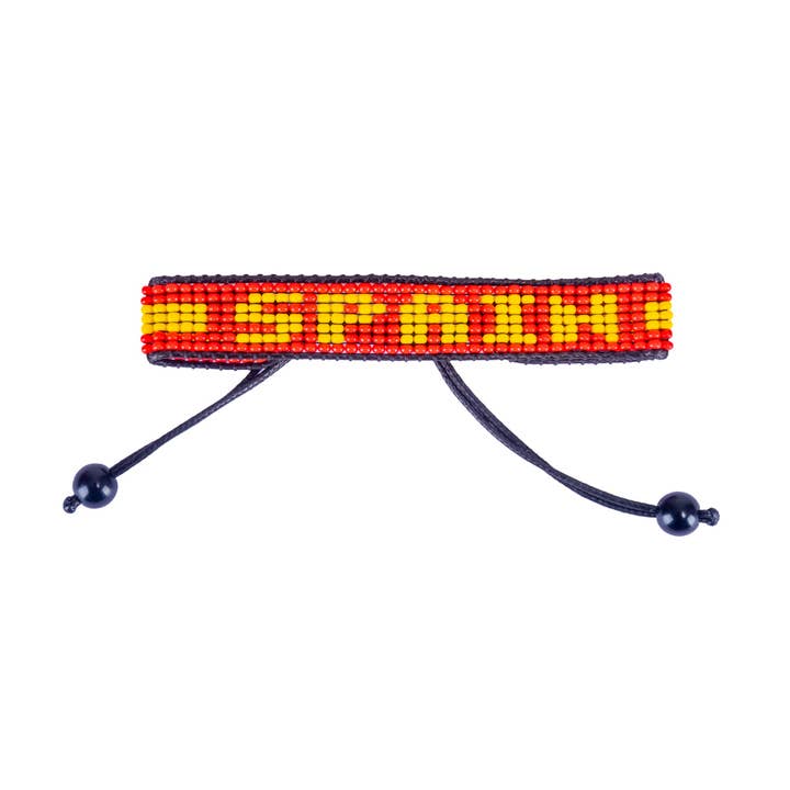 Spain Flag Beaded Bracelet – Handmade Adjustable Boho Wristband | World Cup 2026 Soccer Fan Gear | Support Team Spain | Gift for Men & Women for wholesale by Fahari Luxury