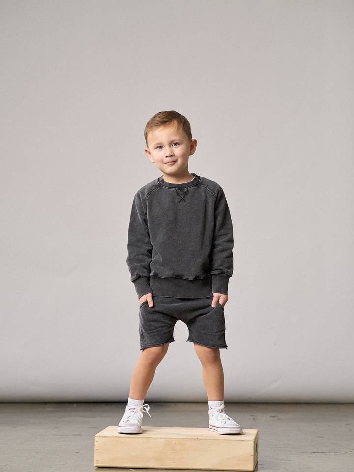 Little Bipsy - Wholesale Shorts - Kids - Acid Wash Raw Edge Harem Short - Black