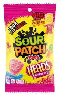 iSweet.ca - Wholesale Gummy - Turkey - Sour Patch Kids Peg Heads Peg Bag 8 oz0