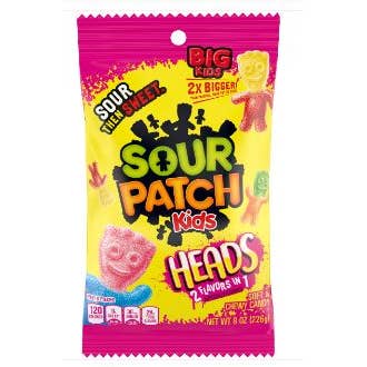 iSweet.ca - Wholesale Gummy - Turkey - Sour Patch Kids Peg Heads Peg Bag 8 oz