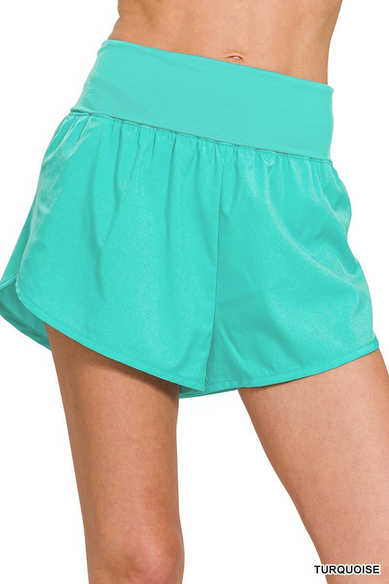 Vanilla Monkey - Wholesale Athletic Shorts - Women's - High Waisted Band Fold-over Running Shorts12