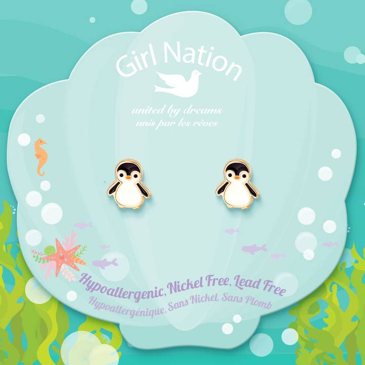Girl Nation | Kids Jewelry | Easter Gifts - Wholesale Earrings - Kids - Personable Penguin Cutie Stud Earrings
2