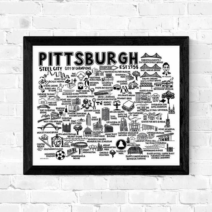 Whereabouts Shop - Wholesale Art Print - Pittsburgh Map Print White1