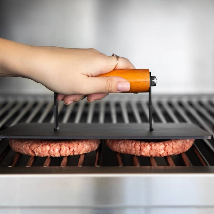 Fox Run Brands - Wholesale Outdoor Grill Tools - Outset XL Grill Press, With Wood Handle, 8" x 10"