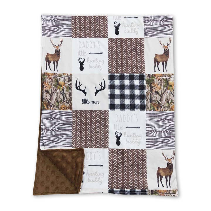 Daddy's little hunting buddy patchwork baby blankets for wholesale by Yawoo Garments