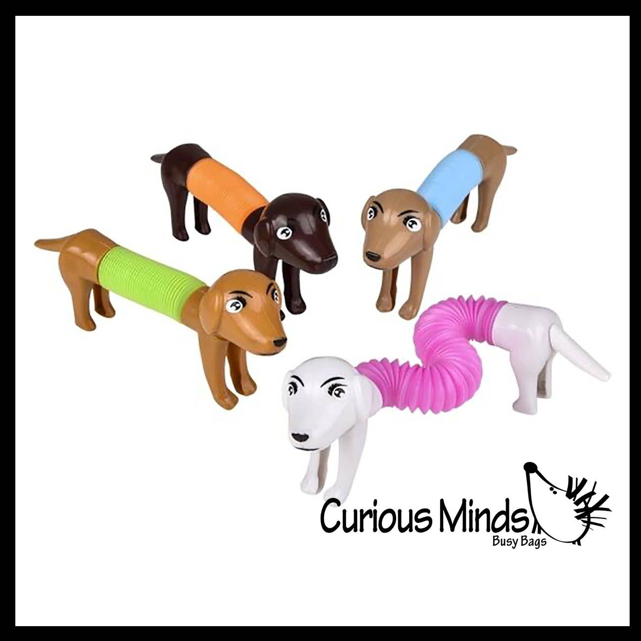 Curious Minds Toys - Venta al por mayor Pelota antiestrés - Niños - 1 bonito perro Weiner para tirar, con cierre a presión, con forma de animal expandible y flexible6