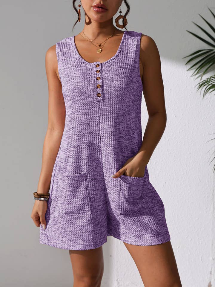 Wholesalesir - Wholesale Romper - Women's - Casual Button Pocket Sleeveless Jumpsuit5