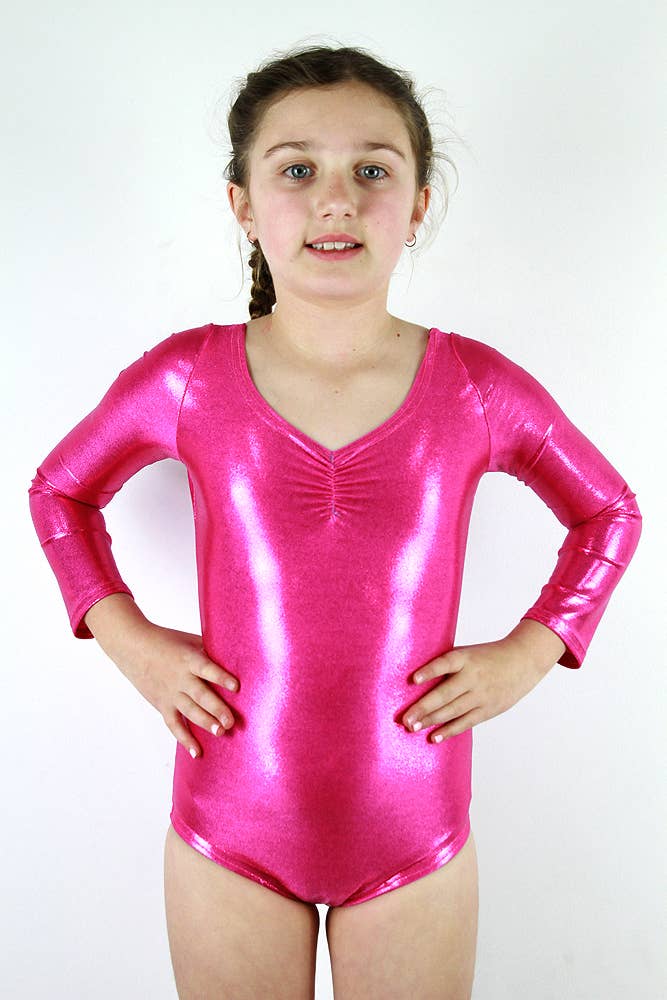 Rarr Designs - Wholesale Leotard - Kids - Girls Leotards Long Sleeve One Piece Pink Sparkle