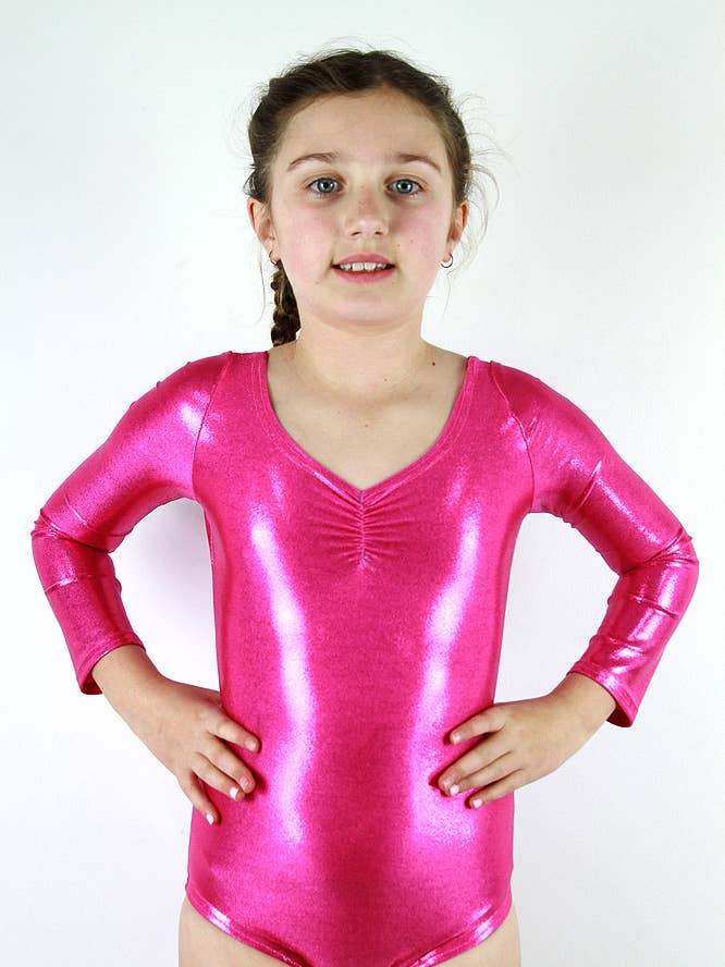 Rarr Designs - Wholesale Leotard - Kids - Girls Leotards Long Sleeve One Piece Pink Sparkle0