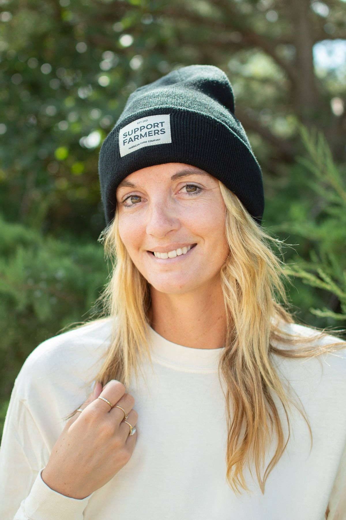 Black ‘Support Farmers’ Beanie for wholesale on Faire1