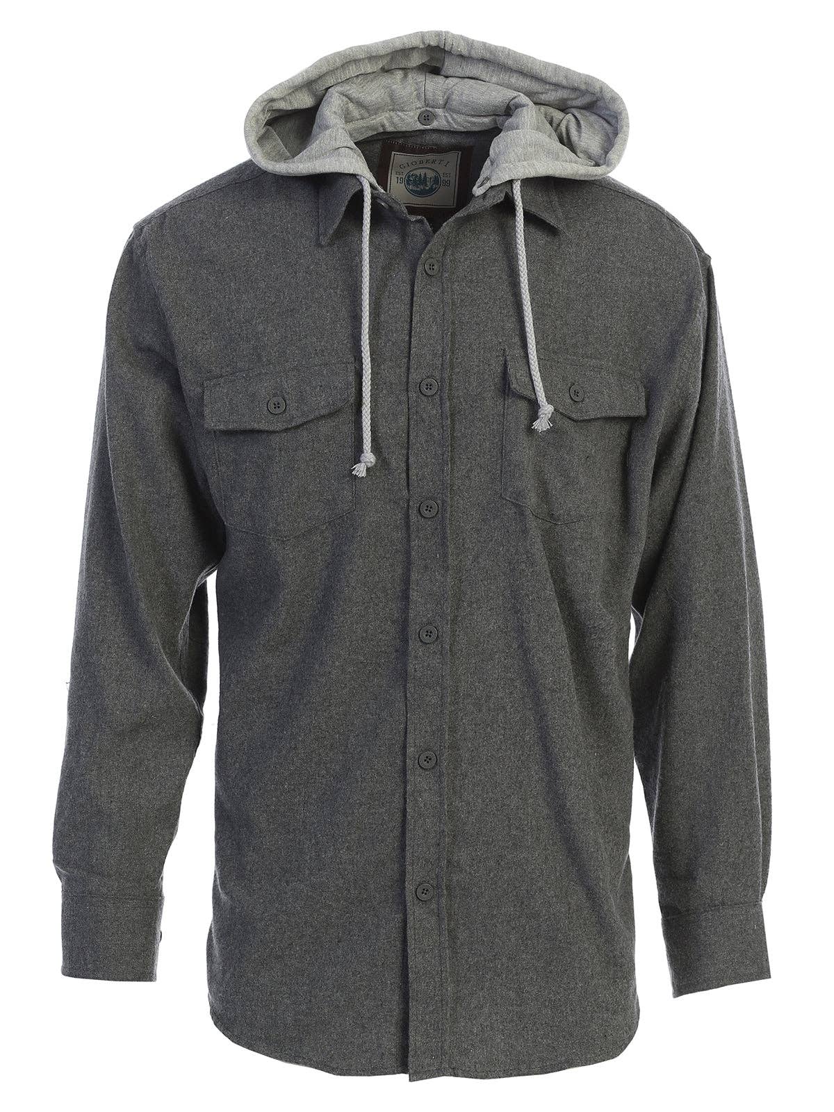 b-one inc – wholesale Skjortor – Herr – Casual flanellskjorta med knapp för män med avtagbar hoodie GB-LS92H11