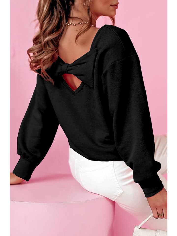 Amaryllis Apparel - Wholesale Sweatshirt - Women's - Back Bowknot Sweatshirt22