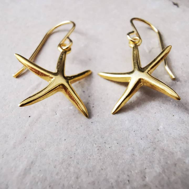 Ohrhänger in Form eines Seesternes aus Gold für den Großhandel von Sophellie Jewellery