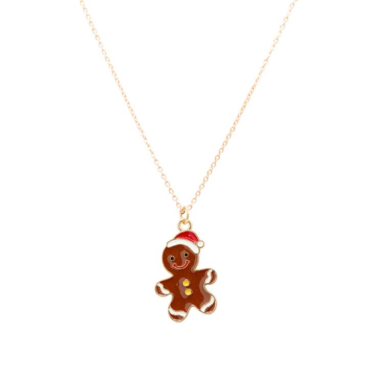 Collier à breloques en émail Gingerbread Man Cookie pour enfant pour la vente par Rebecca Accessories LLC