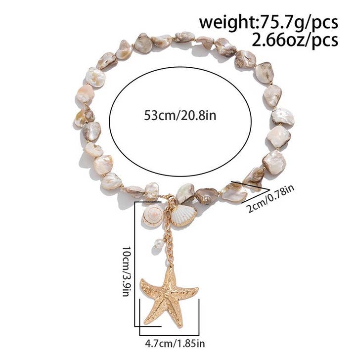 Plush Looks – Großhandel Kette mit Anhänger/Charm – Stilvolle Muschelkette mit Seestern-Detail3