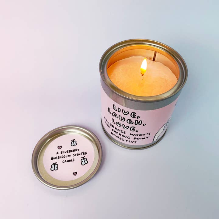 Veronica Dearly - Wholesale Reiskaarsen - Live, Lach, Love Pink Blueberry Bubblegum Candle1