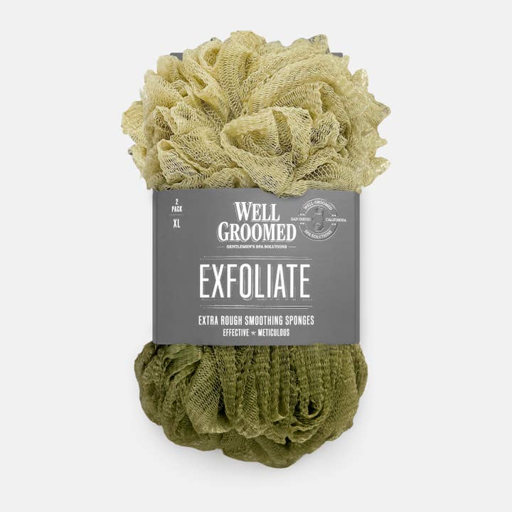 Bath Accessories Company - Wholesale Bath Pouf/Sponge - Well Groomed Extra Rough Smoothing Sponges - Two Pack