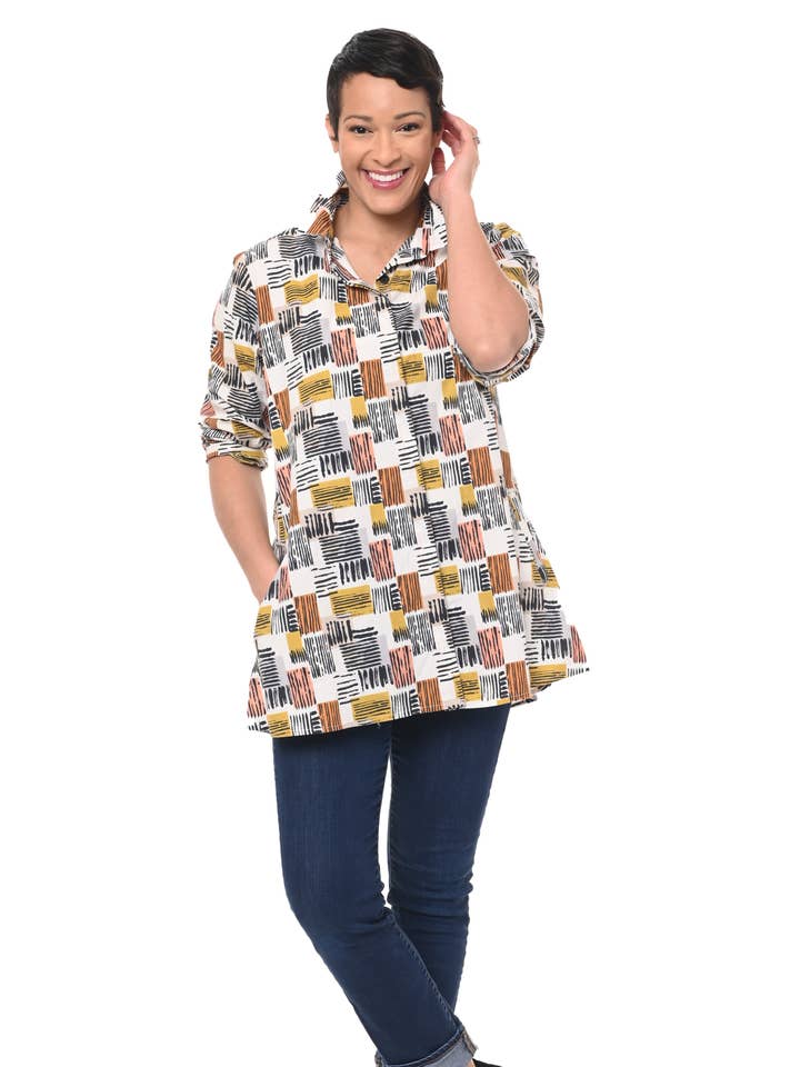 Tulip Clothing – Engroshandel Skjorte med buttondown – til kvinder – CV133 Logan i rytme0