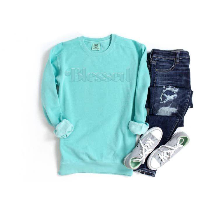 Puff Ink Blessed Sweatshirt for wholesale by Self Made Life Co