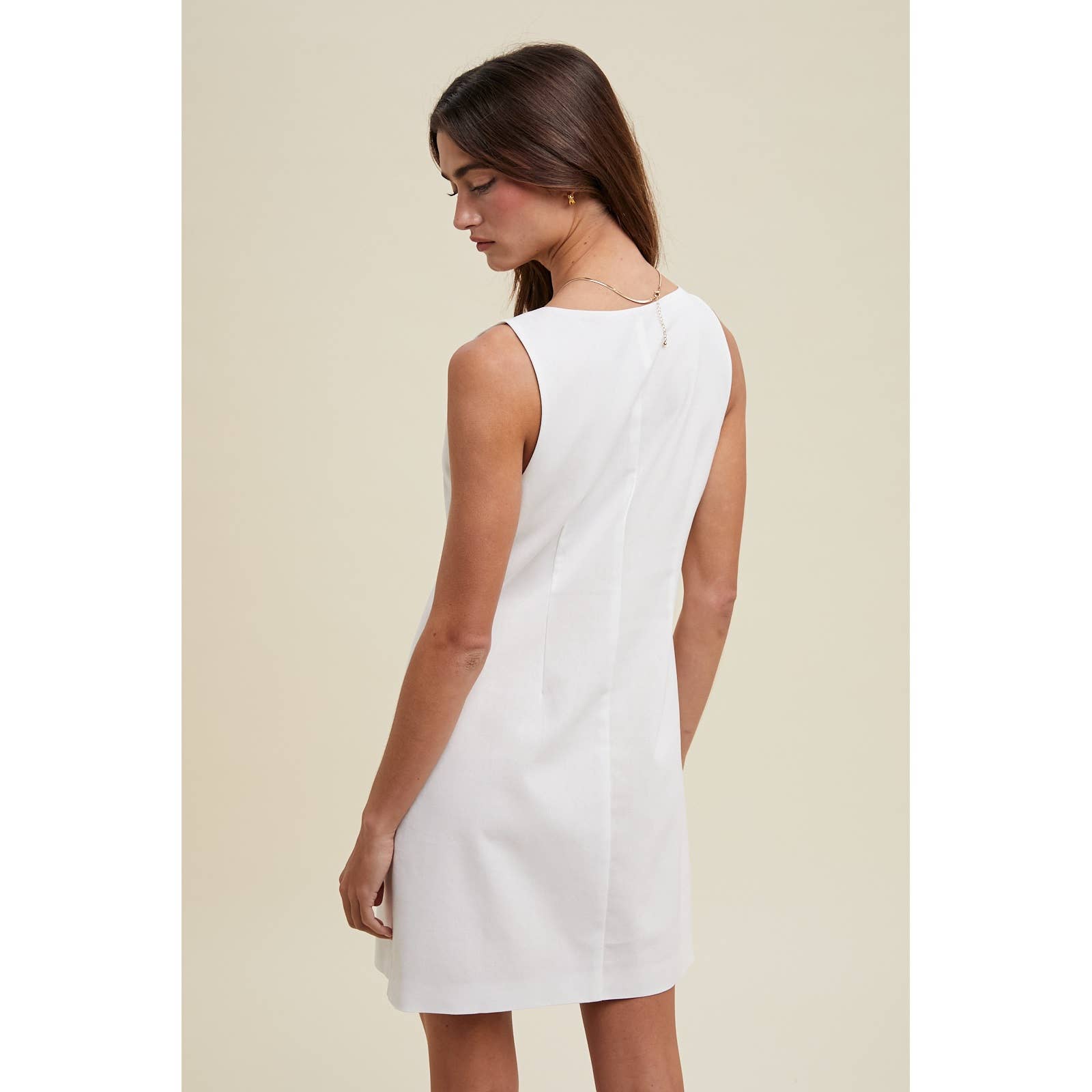 OFF WHITE BUTTON-UP LINEN MINI DRESS / WL25-10332 for wholesale on Faire3