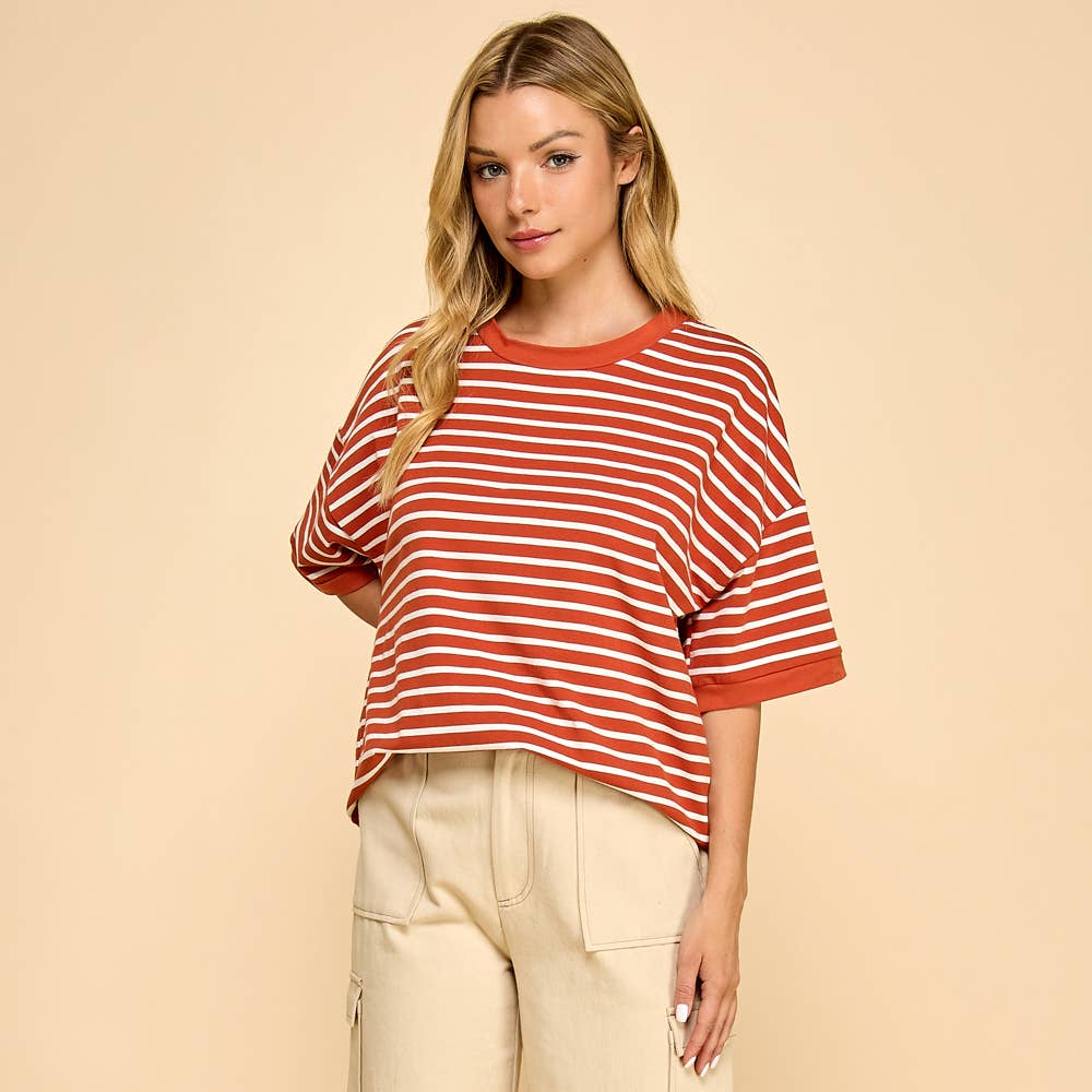 Les Amis - Vente Haut en maille – femme - Haut en maille rayé coupe décontractée casual9