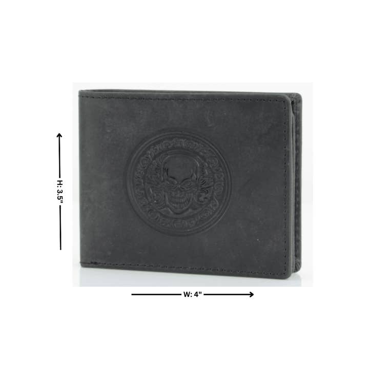 Leather Impressions Inc - Wholesale Wallet - Men's - American Bison Skull Embossed Leather Bi Fold Wallet4