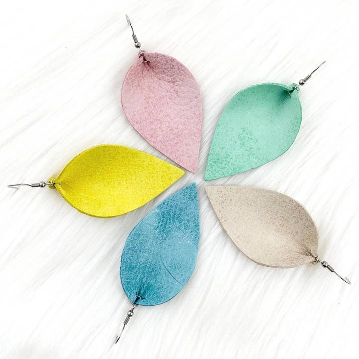 Doohickies - Wholesale Dangle Earrings - 2.5" Pastel Glazed Petals -Spring Earrings