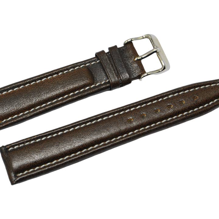 20mm brun. Bracelet montre cuir couture écrue aviateur pour la vente par BRACELETS MONTRE ACH