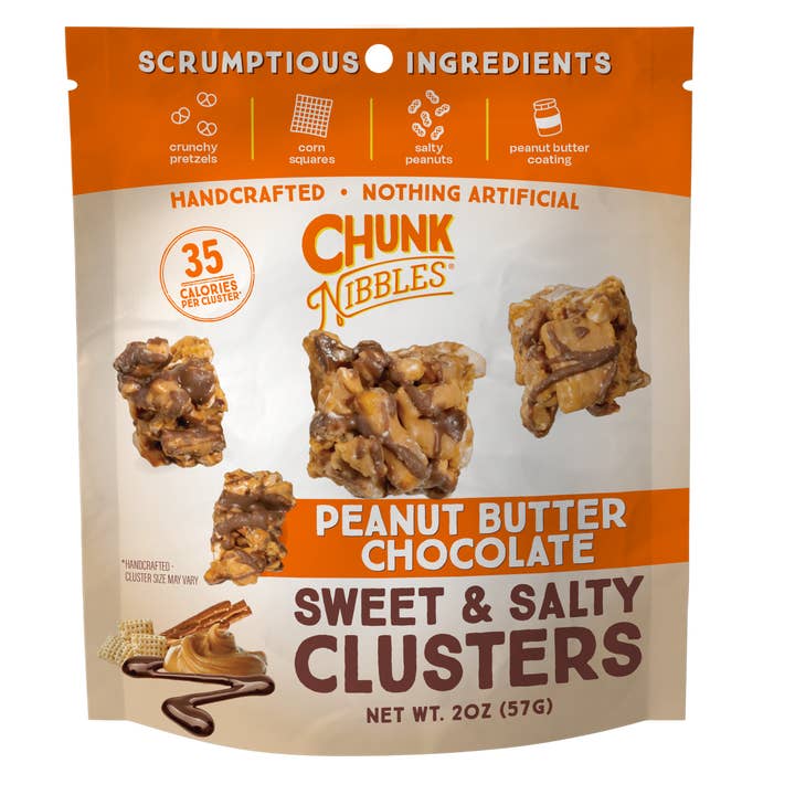 Bouchées au beurre de cacahuète et morceaux de chocolat 2oz Pack de collation pour la vente par Chunk Nibbles