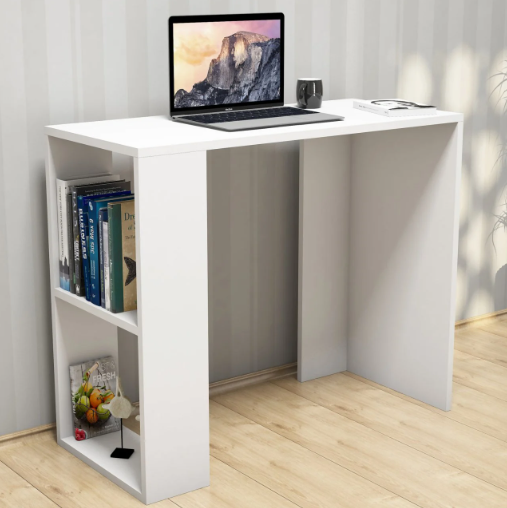 benjashop – wholesale Bookcase – Study Desk with Shelves and Bookcase White/White2
