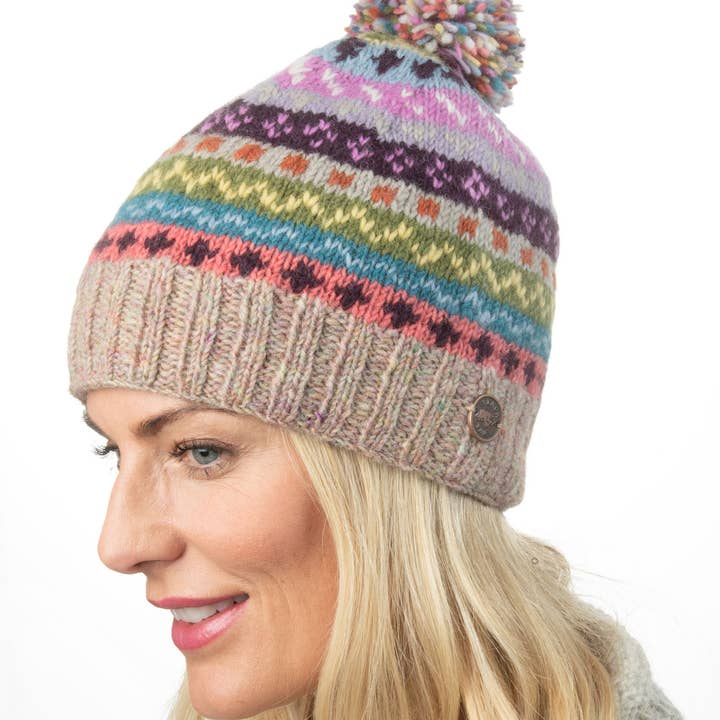 Black Yak Ltd - Wholesale Beanie - Unisex - Fair Isle Bobble Hat - Pure Wool - Knitted - Fair Trade14