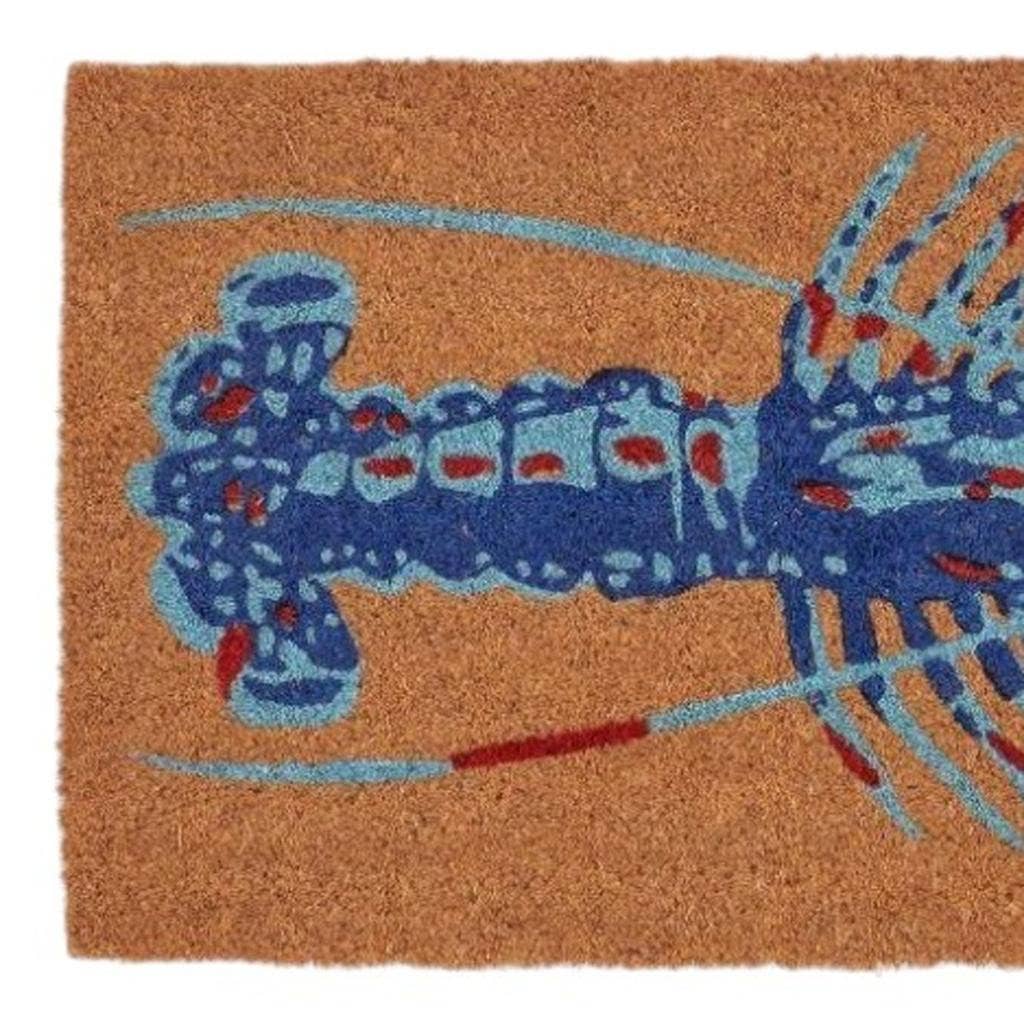 HomeRoots - Vente Paillasson - Paillasson d'intérieur en fibre de coco bleu, marron et rouge avec homard, 16" x 30"3