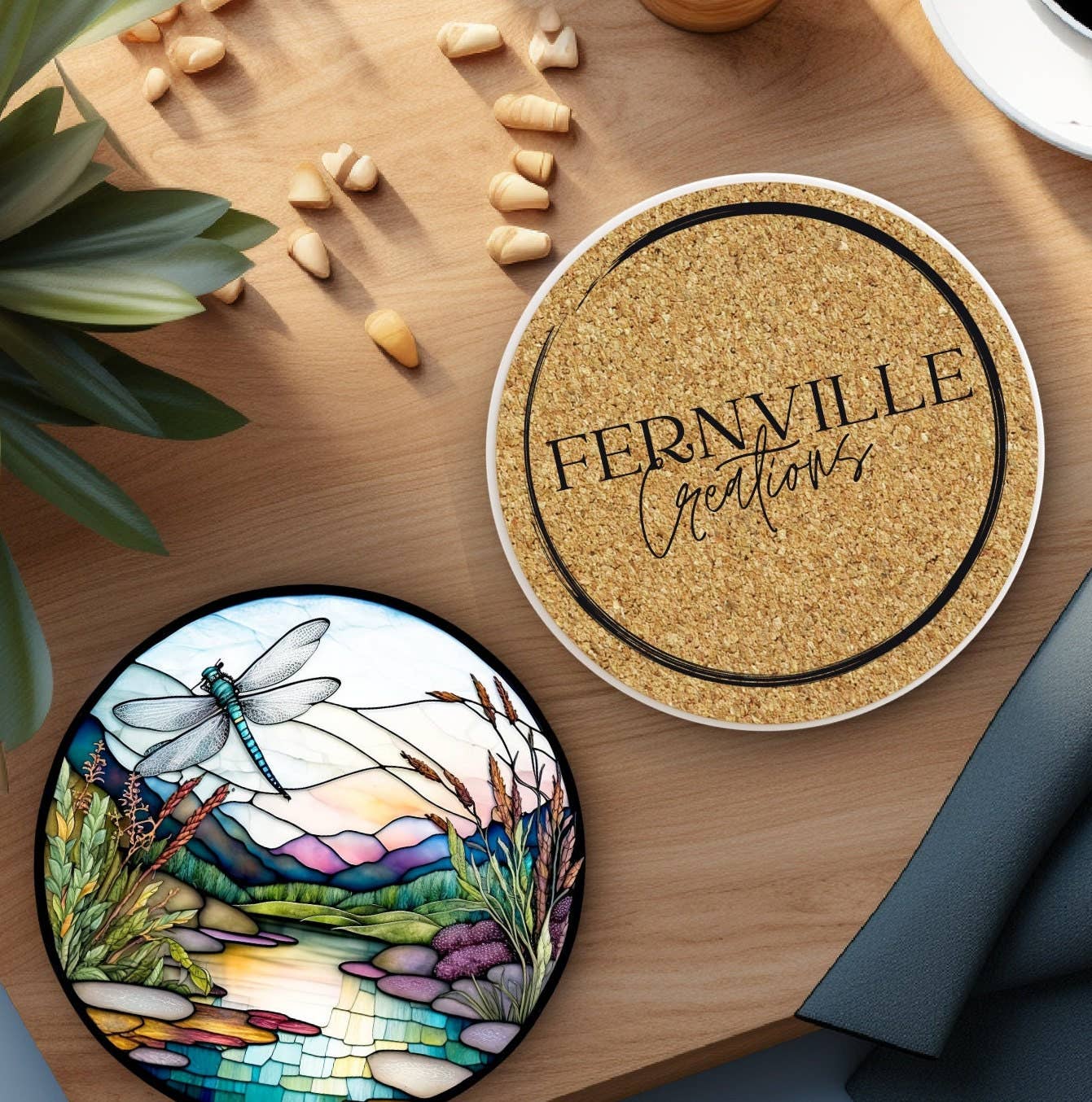 Fernville Creations - Vente Sous-verre - Dessous de verre en céramique Libellule : pièce de décoration de table6