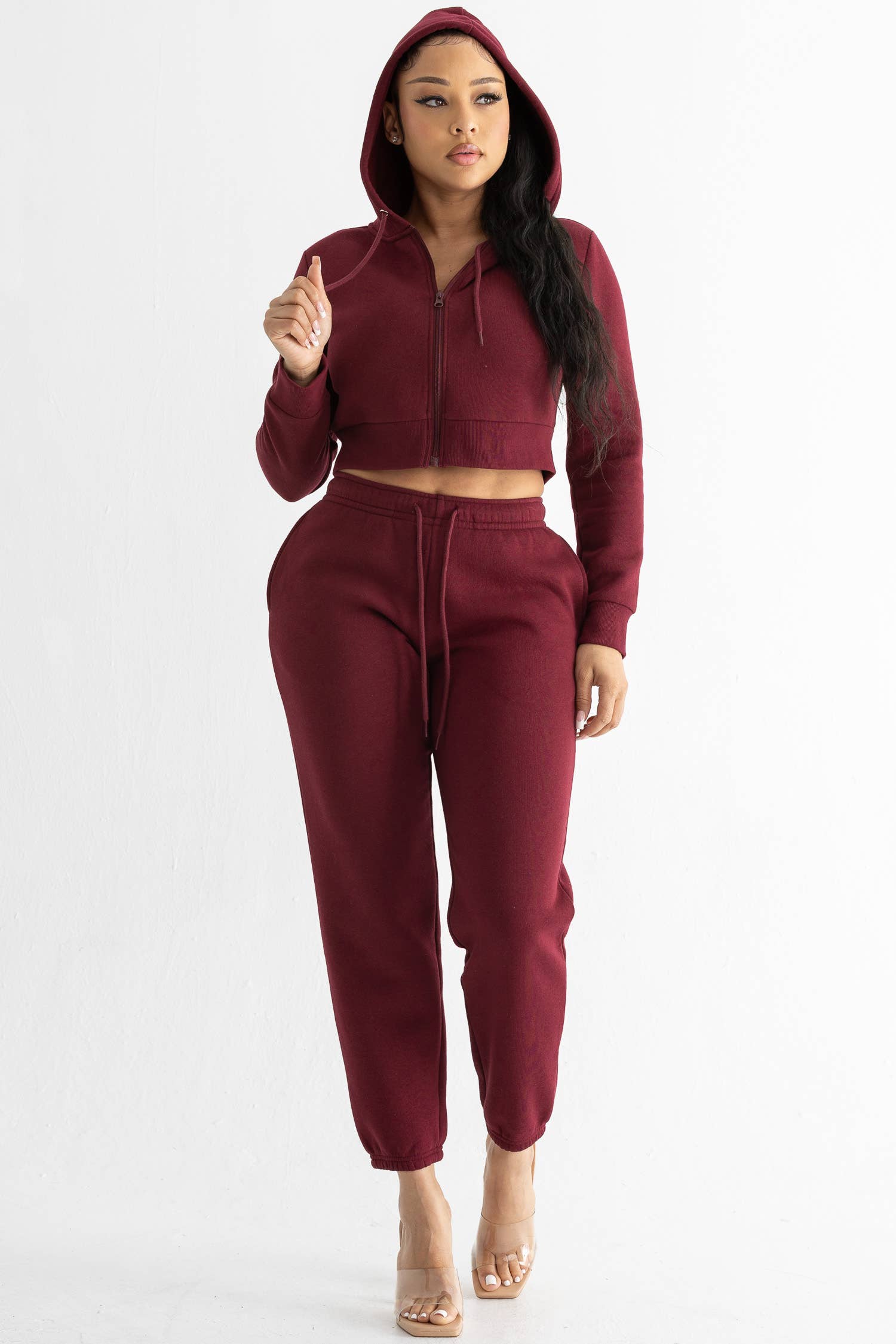 Boswell - Vente Ensemble haut et pantalon (PAS d'intérieur) - Femme - ENSEMBLE HAUT COURT ET PANTALON DE SURVÊTEMENT À CAPUCHE EN POLAIRE ÉPAISSE14