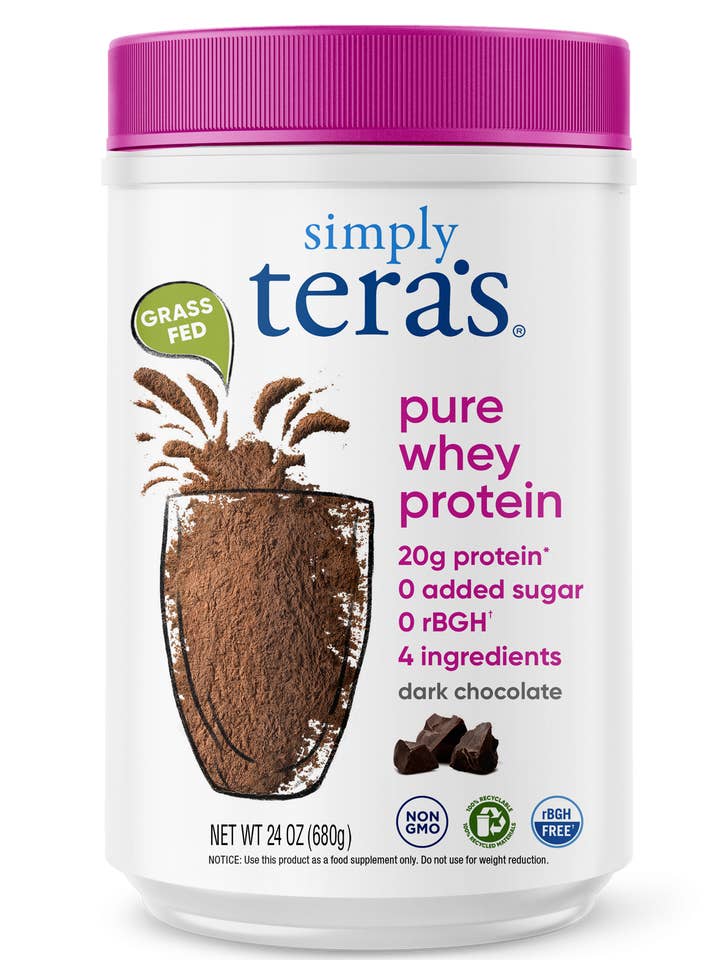 pure whey protein, dark chocolate, 24oz for wholesale by simply tera's