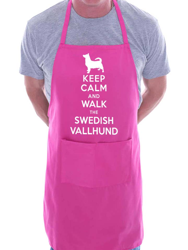 Keep Calm and Walk Swedish Valhund Dog BBQ Cooking Apron for wholesale by Print4U
