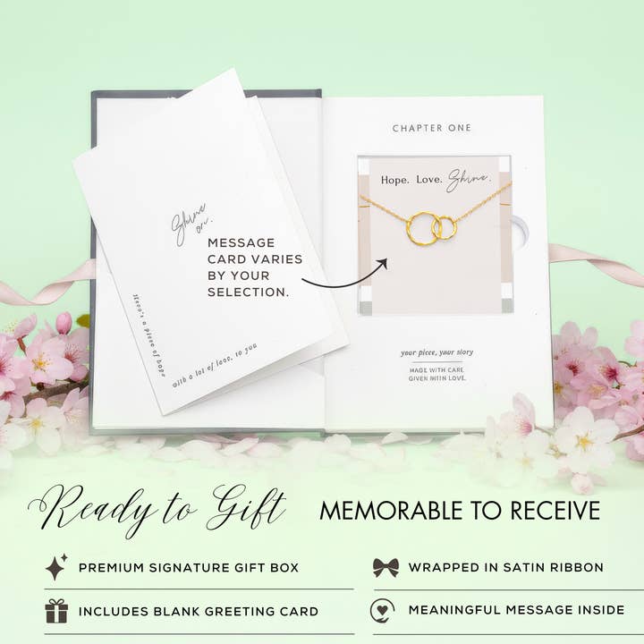 hope love shine – Großhandel Kette mit Anhänger/Charm – Krebsgenesungsunterstützung Geschenk für Sie - Gold Silber Perle9