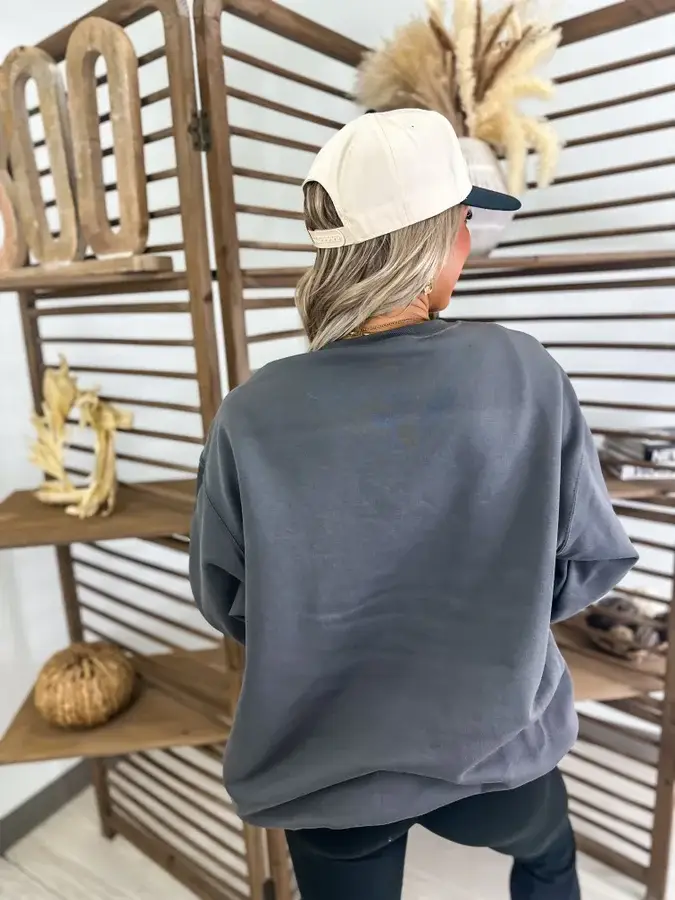 birdie - Wholesale Graphic Sweatshirt - Women's - She Is Worthy Charcoal Graphic Crewneck1