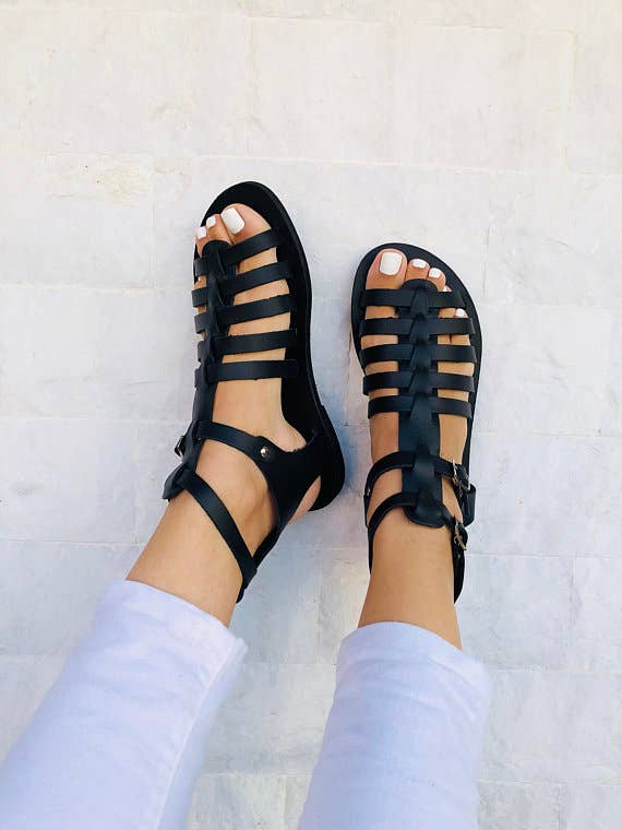 Christina Christi - Wholesale Sandals - Women's - Gladiator Leather Sandals, Greek Sandals, Black Sandals4