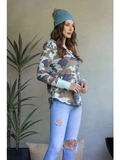 MINT CAMOUFLAGE RIBBED KNIT T-SHIRT TOP-TY3593PC for wholesale on Faire2