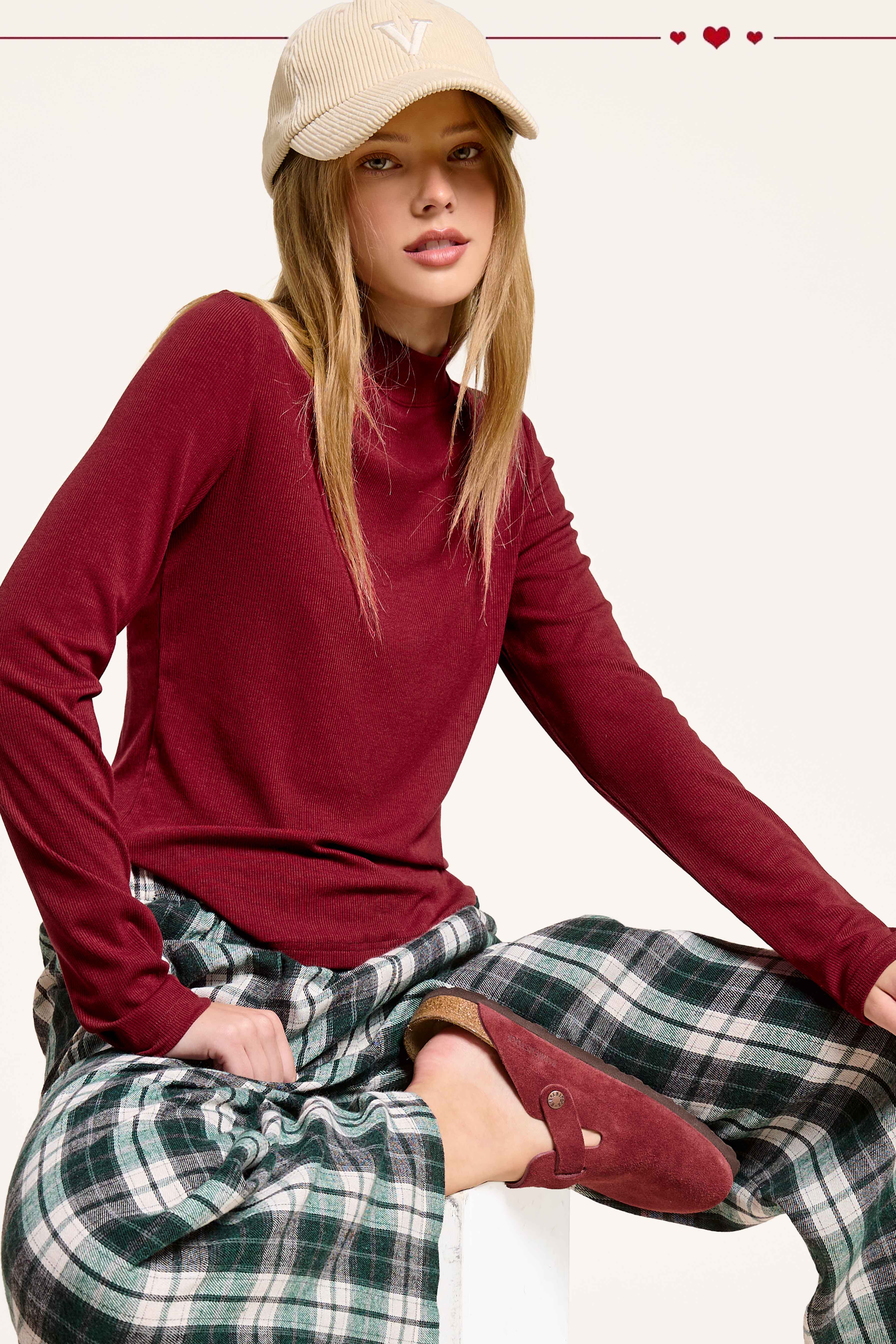 La Miel - Wholesale Gebreide top - Dames - MCT7699-Elastische geribbelde basistop met lange mouwen en ronde hals4