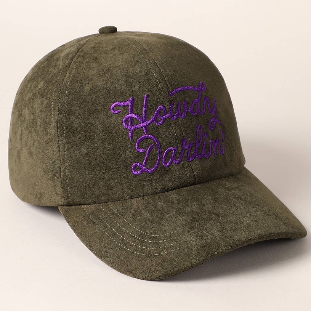 Fashion City - Wholesale Baseball Cap - Women's - Howdy Darlin' Embroidery Suede Baseball Cap11