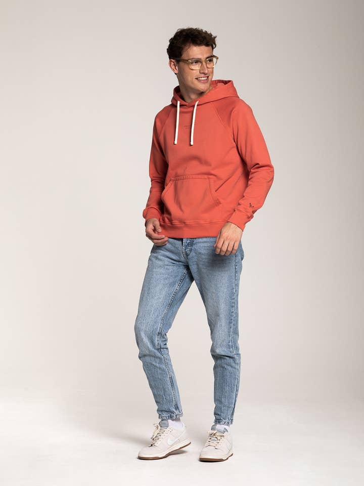 Felpa con cappuccio da uomo ORILABO Midweight Terry - Coral per la vendita all'ingrosso da parte di ORILABO Project