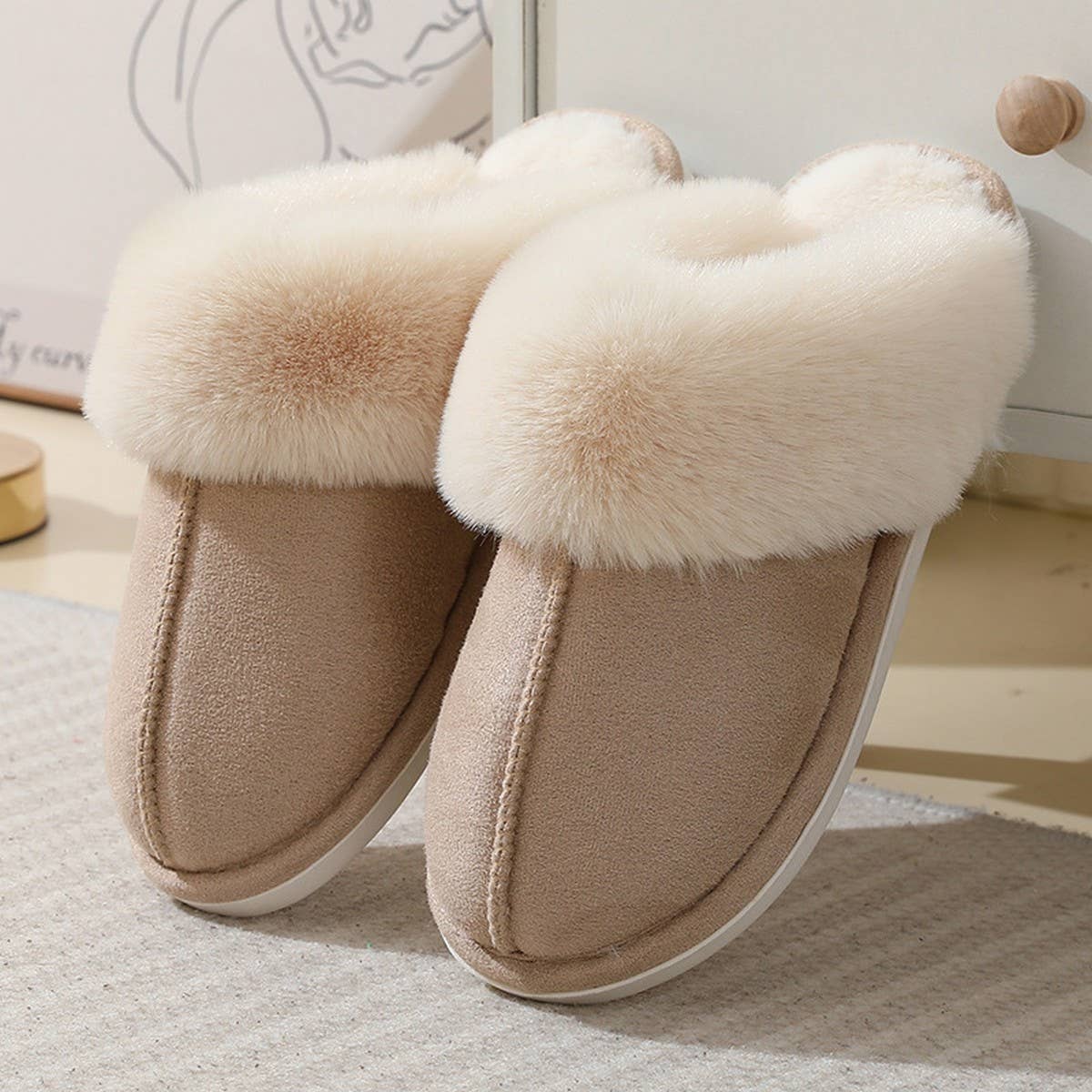 ACCITY - Wholesale Slippers - Women's - Fluffy Cozy Warm Soft House Slippers_CWSHS025316