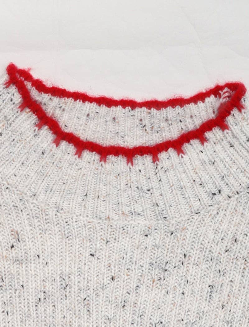 GREY Crew Neck Sweater with Heart Patch Design for wholesale on Faire5