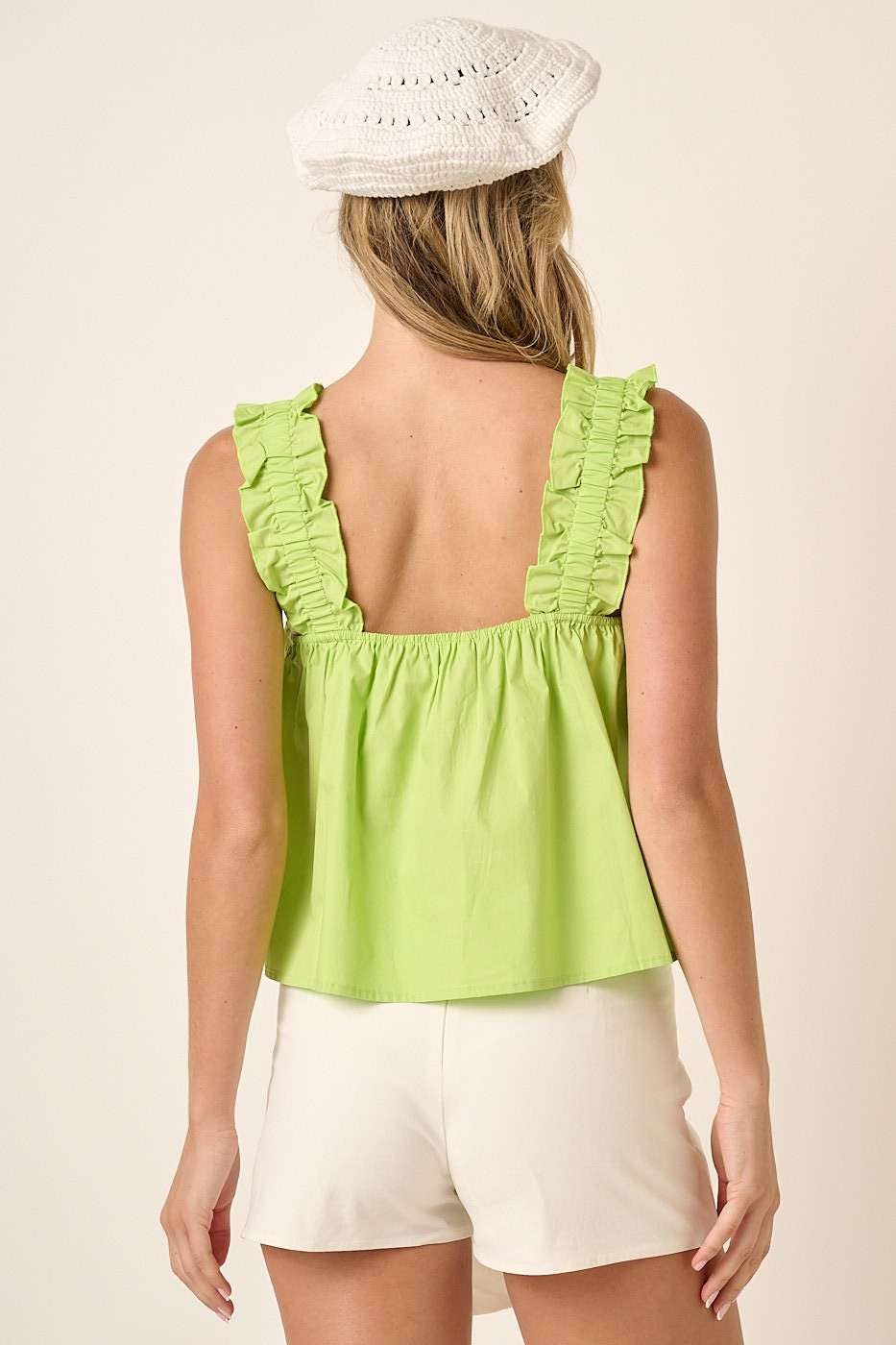 mittoshop - Wholesale Blouse - Women's - M15167-SEMI SWEETHEART NECK RUFFLE CROP TOP20