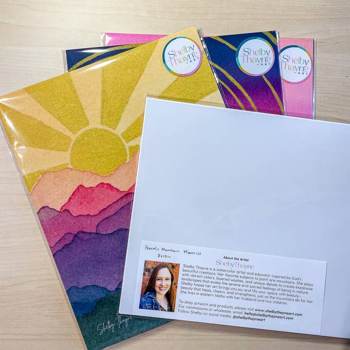 Shelby Thayne Art - Wholesale Art Print - Blue Ridge Mountains Sunrise Watercolor Fine Art Print2